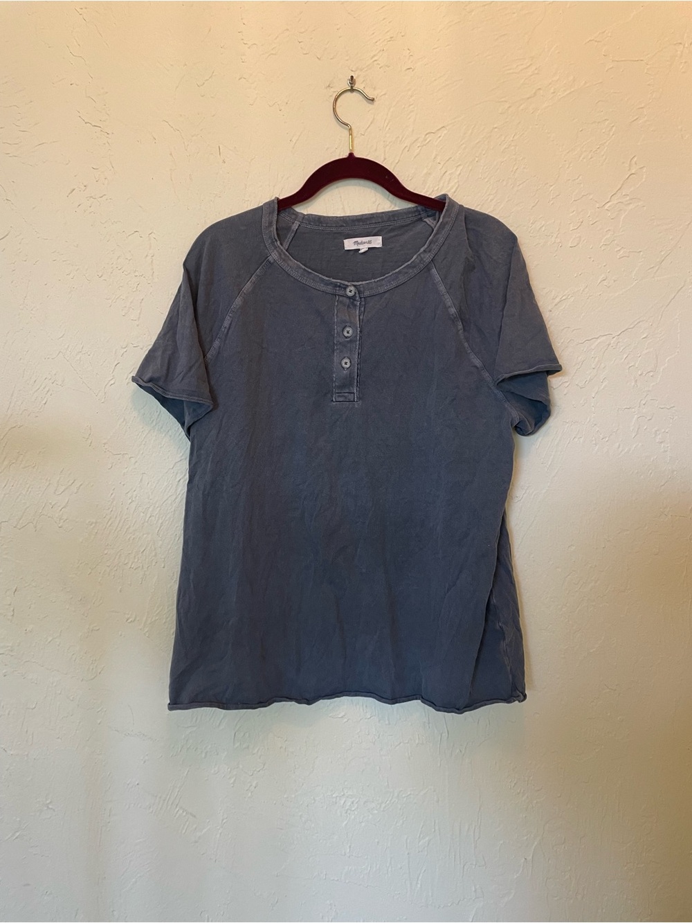 Madewell Washed Slate Blue Short Sleeve Henley